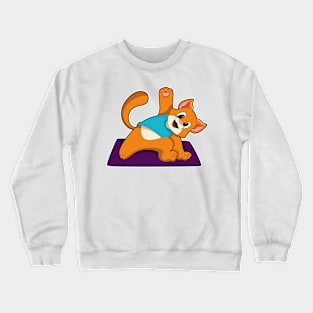 Cat at Yoga with Yoga mat Crewneck Sweatshirt